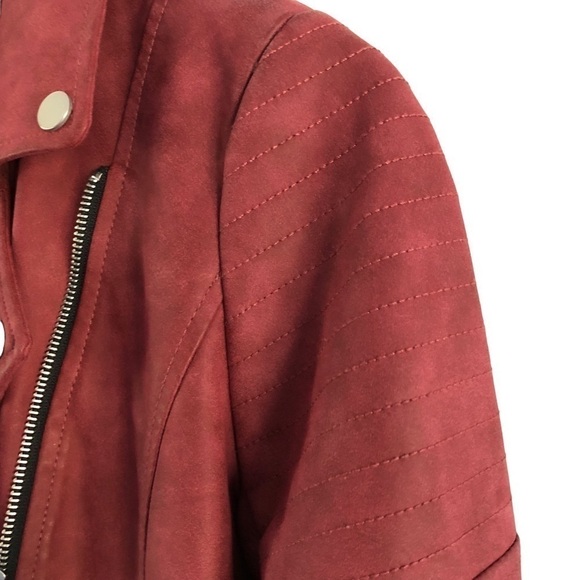 Avec Les Filles Faux Suede Moto Jacket XS Rust Red - Picture 13 of 16